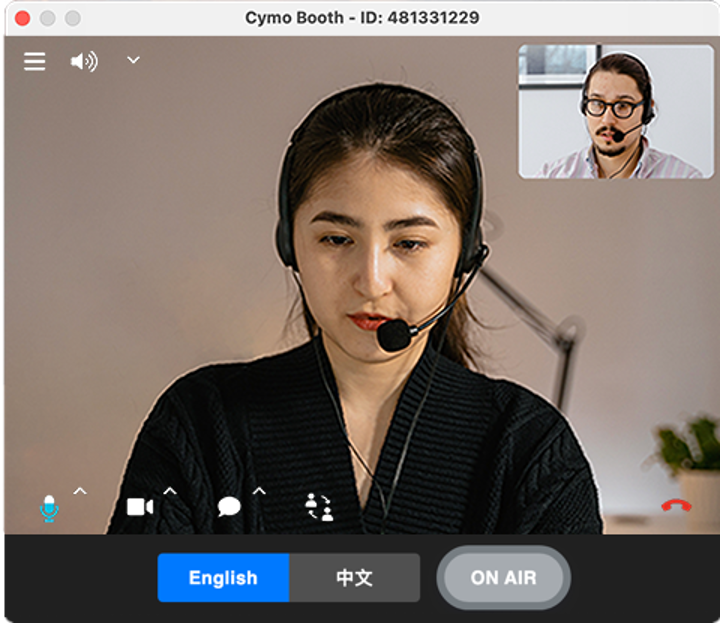 cymo booth with 2 interpreters